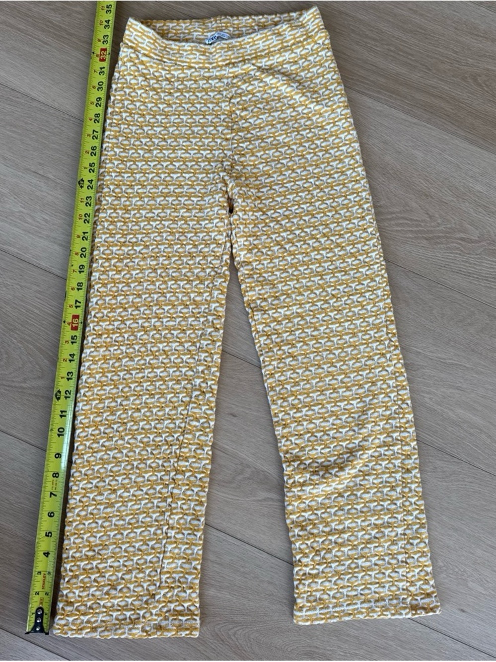 Zara Yellow & White Patterned Straight Leg Pants